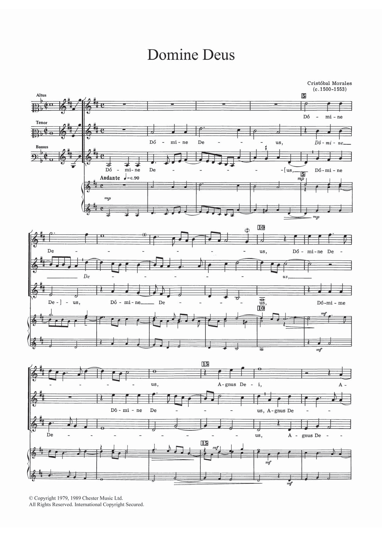 Cristobal Morales Domine Deus Sheet Music Notes & Chords for STB - Download or Print PDF