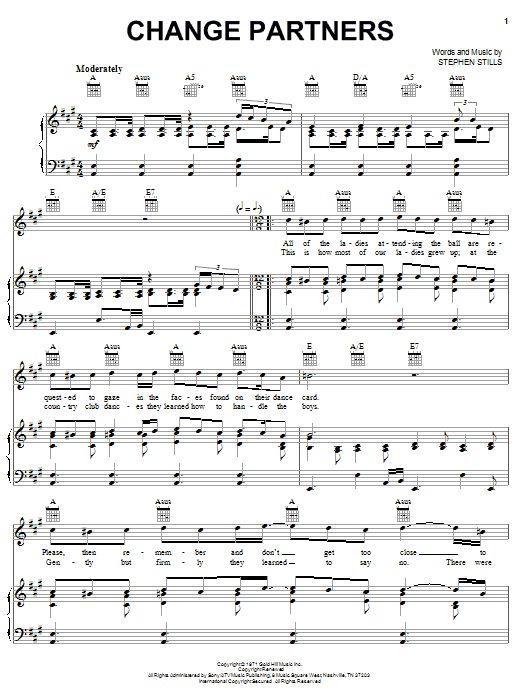 Crosby, Stills & Nash Change Partners Sheet Music Notes & Chords for Easy Guitar Tab - Download or Print PDF