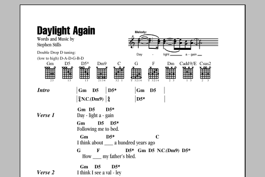 Crosby, Stills & Nash Daylight Again Sheet Music Notes & Chords for Lyrics & Chords - Download or Print PDF