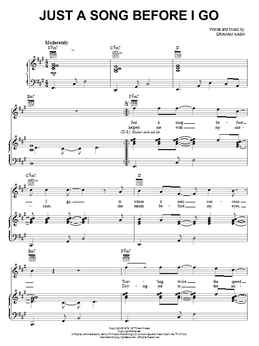 Crosby, Stills & Nash Just A Song Before I Go Sheet Music Notes & Chords for Ukulele - Download or Print PDF