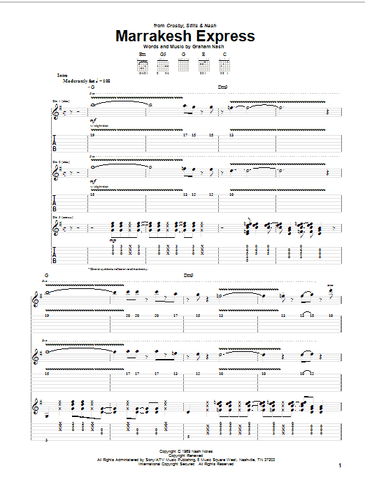 Crosby, Stills & Nash Marrakesh Express Sheet Music Notes & Chords for Ukulele - Download or Print PDF