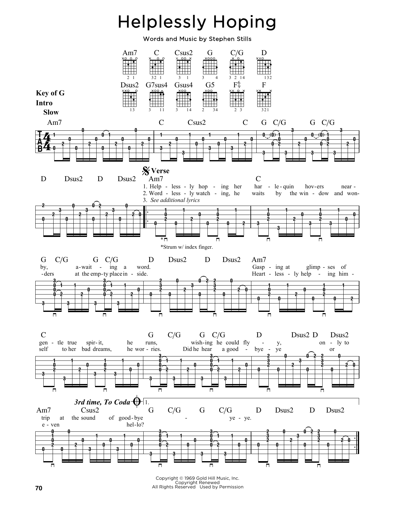 Crosby, Stills and Nash Helplessly Hoping Sheet Music Notes & Chords for Guitar Lead Sheet - Download or Print PDF