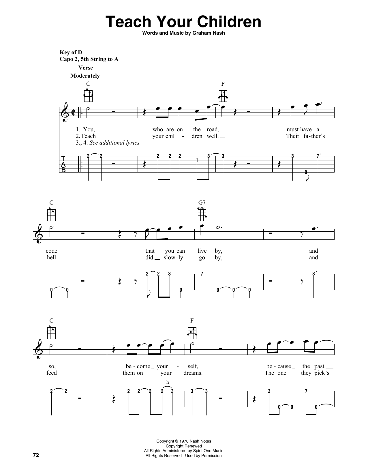 Crosby, Stills, Nash & Young Teach Your Children (arr. Fred Sokolow) Sheet Music Notes & Chords for Banjo Tab - Download or Print PDF
