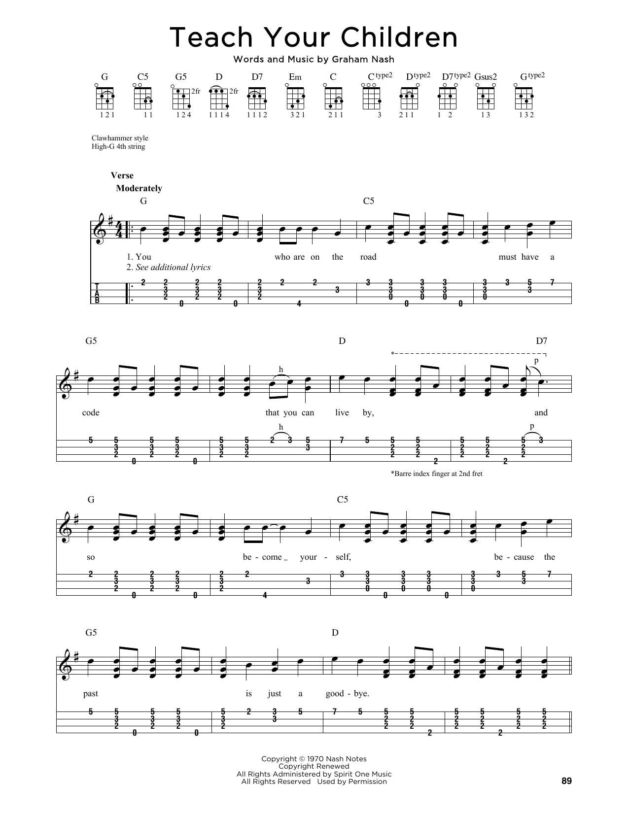 Crosby, Stills, Nash & Young Teach Your Children (arr. Jim Schustedt) Sheet Music Notes & Chords for Ukulele - Download or Print PDF Crosby, Stills, Nash & Young Teach Your Children (arr. Jim Schustedt) Sheet Music Notes & Chords for Ukulele - Download or Print PDF