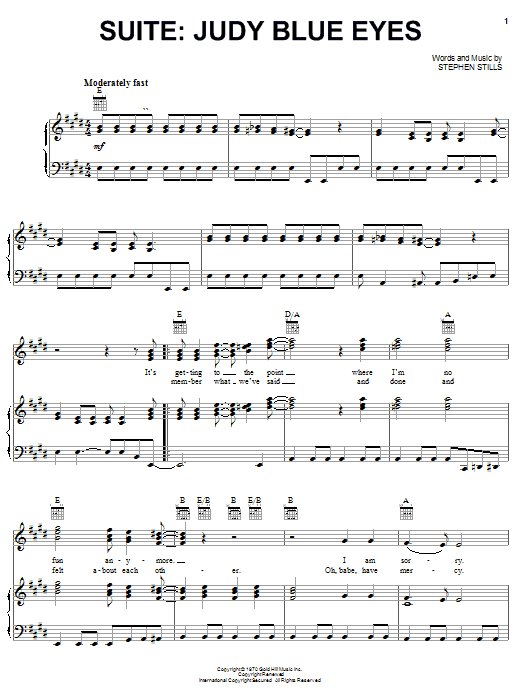 Preview Crosby, Stills & Nash Suite: Judy Blue Eyes Pop sheet music, notes and chords for Trumpet, SKU: 197159 Suite: Judy Blue Eyes sheet music