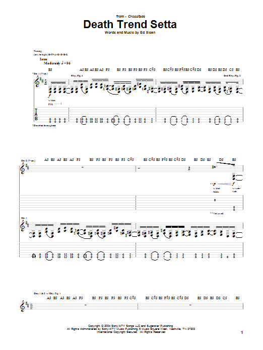 Crossfade Death Trend Setta Sheet Music Notes & Chords for Guitar Tab - Download or Print PDF