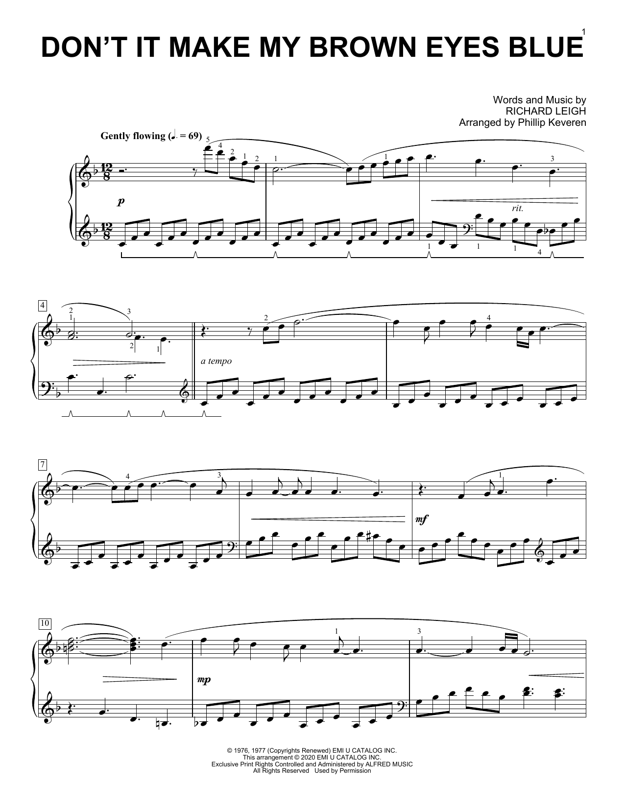 Crystal Gayle Don't It Make My Brown Eyes Blue [Classical version] (arr. Phillip Keveren) Sheet Music Notes & Chords for Piano Solo - Download or Print PDF