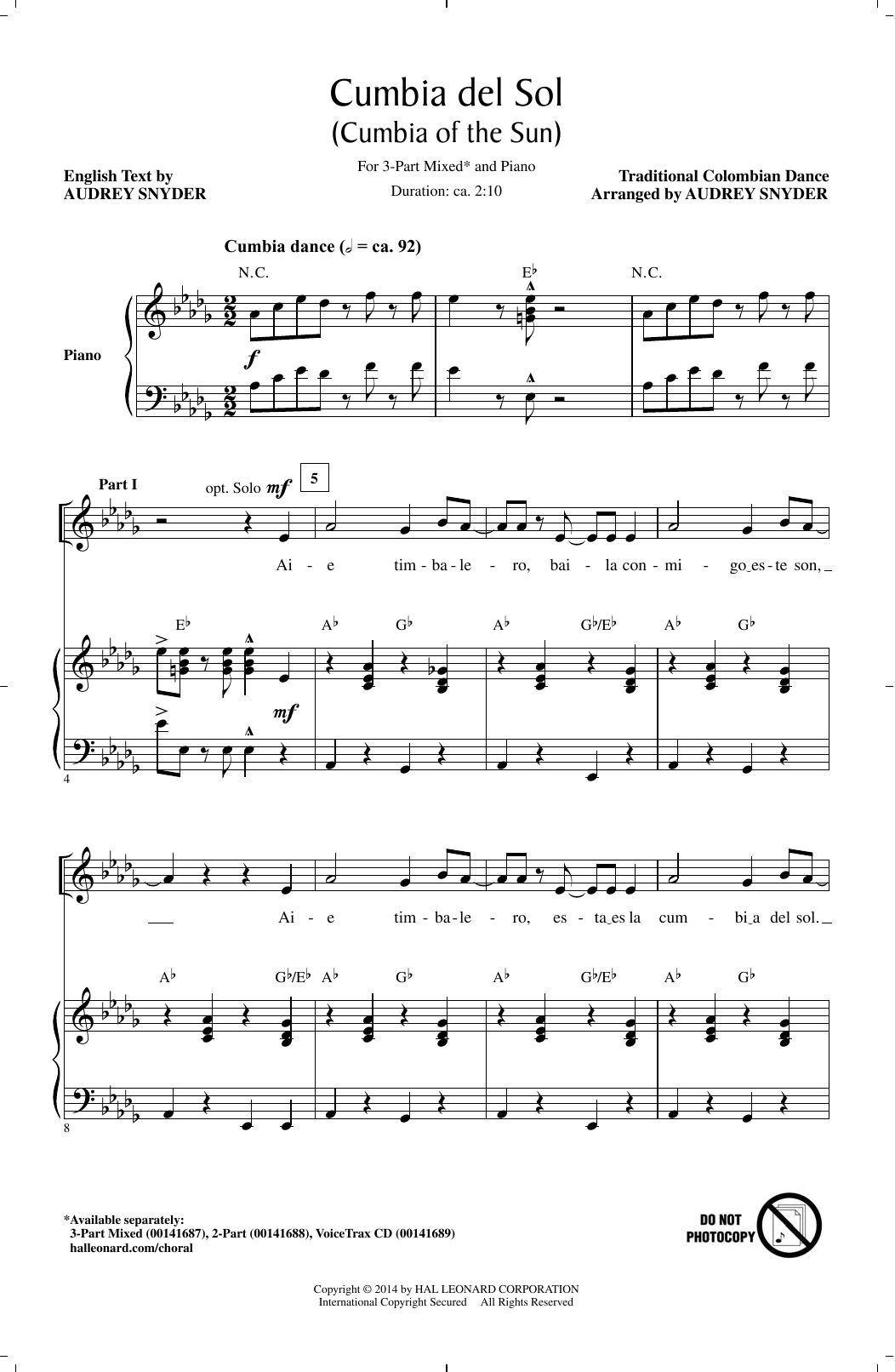 Audrey Snyder Cumbia Del Sol Cumbia Of The Sun Sheet Music Download Pdf Score 156920