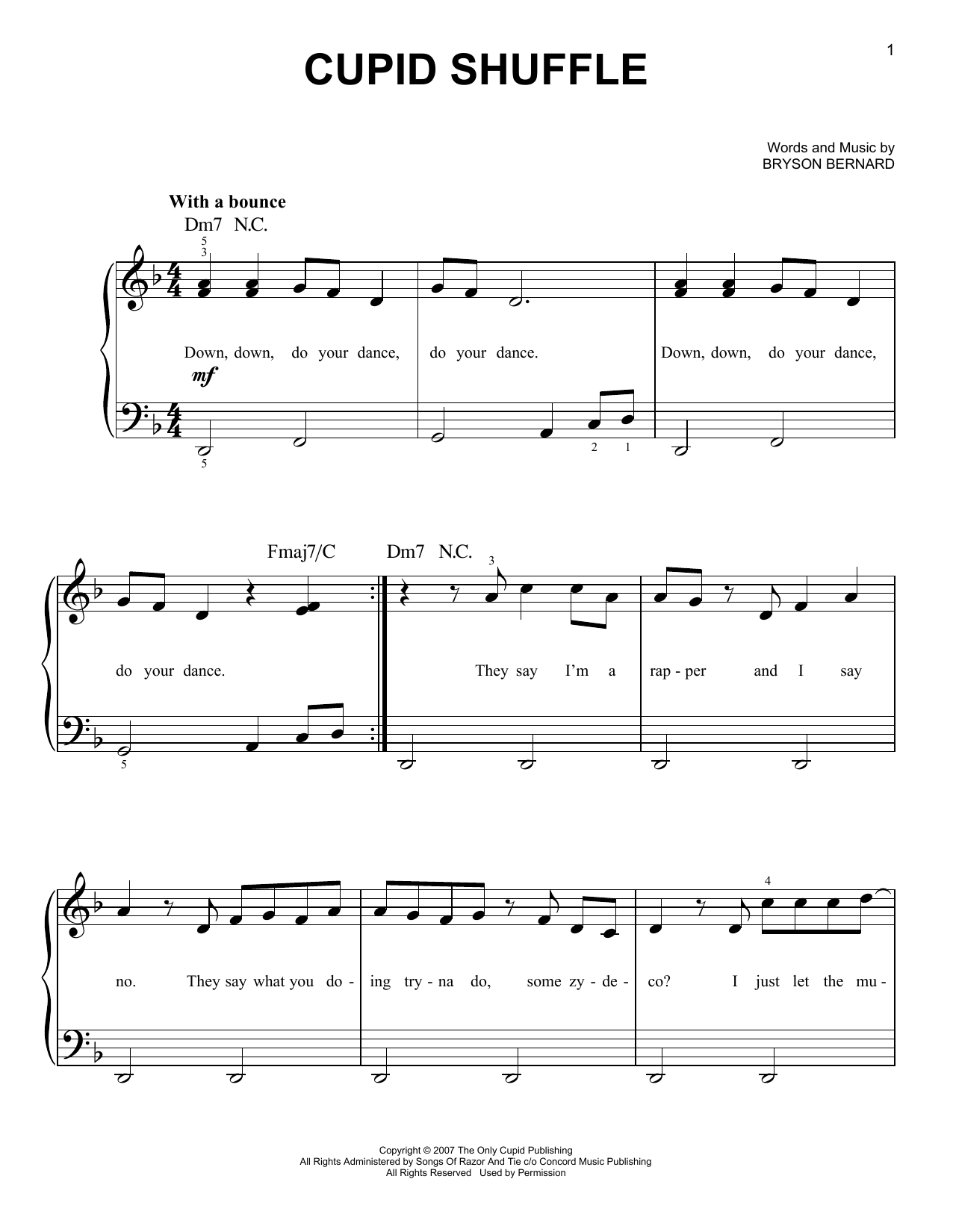 Cupid Cupid Shuffle Sheet Music Notes & Chords for Easy Piano - Download or Print PDF