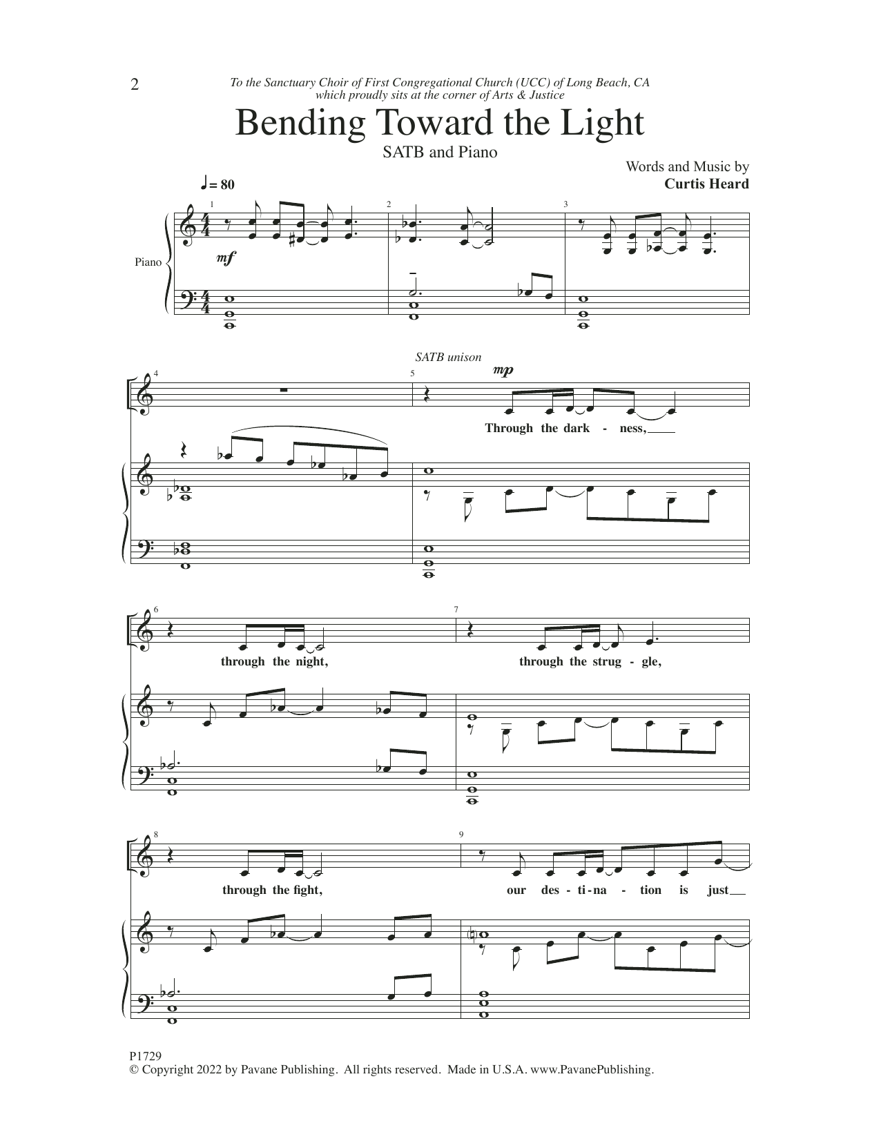Curtis Heard Bending Toward The Light Sheet Music Notes & Chords for SATB Choir - Download or Print PDF