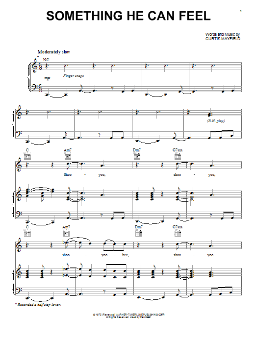 Curtis Mayfield Something He Can Feel Sheet Music Notes & Chords for Piano, Vocal & Guitar (Right-Hand Melody) - Download or Print PDF