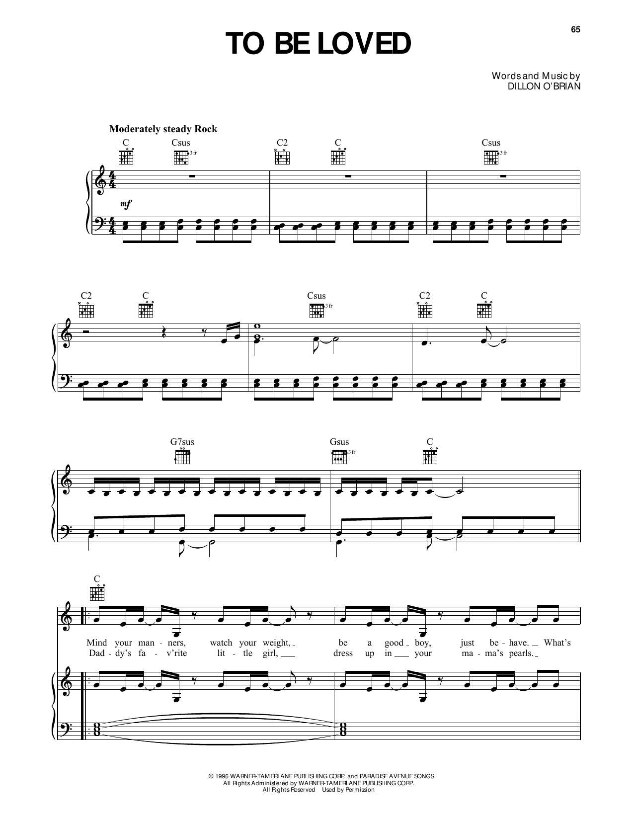 Curtis Stigers To Be Loved (from Dawson's Creek) Sheet Music Notes & Chords for Piano, Vocal & Guitar Chords (Right-Hand Melody) - Download or Print PDF