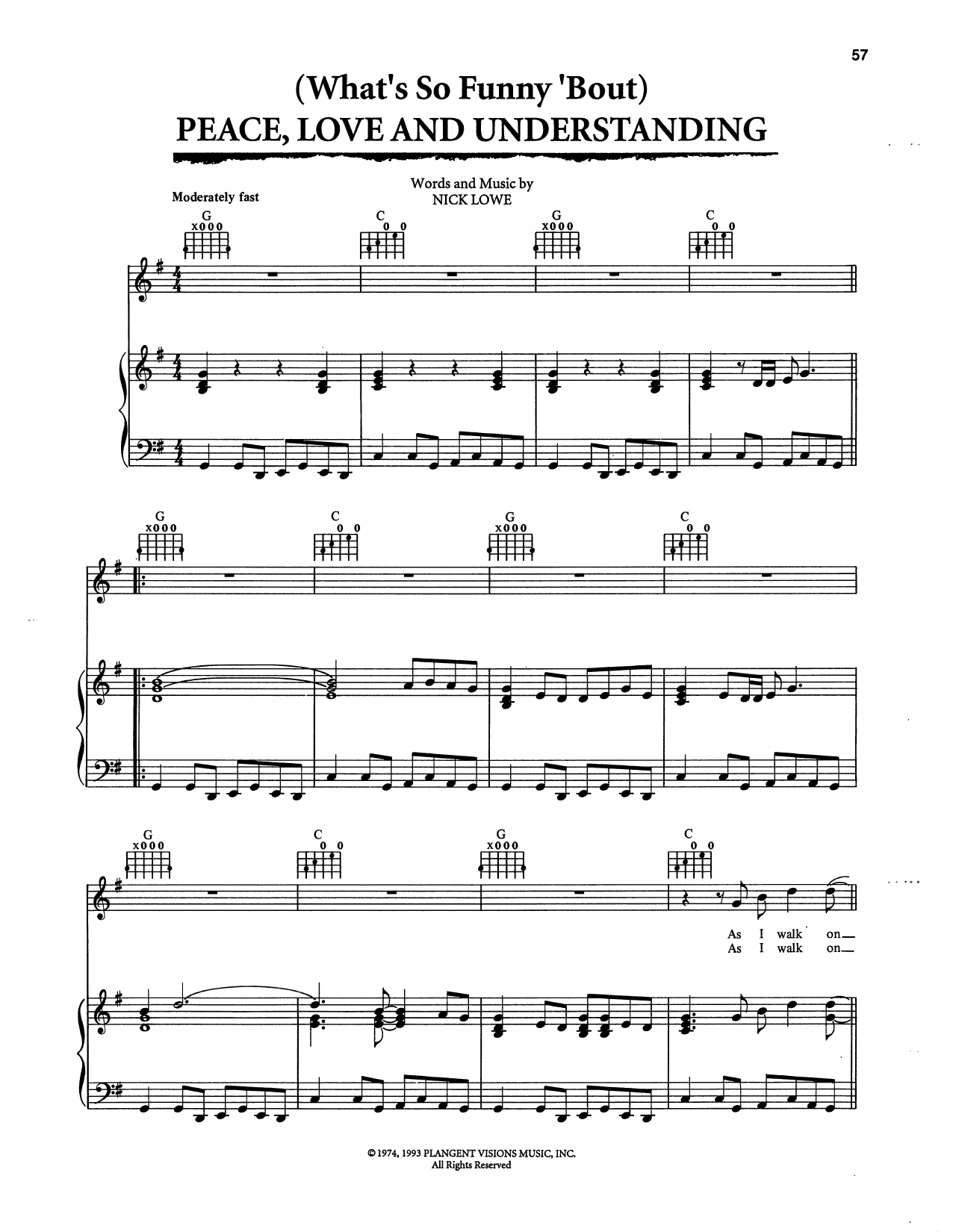 Curtis Stigers (What's So Funny 'Bout) Peace, Love And Understanding (from The Bodyguard) Sheet Music Notes & Chords for Piano, Vocal & Guitar Chords (Right-Hand Melody) - Download or Print PDF