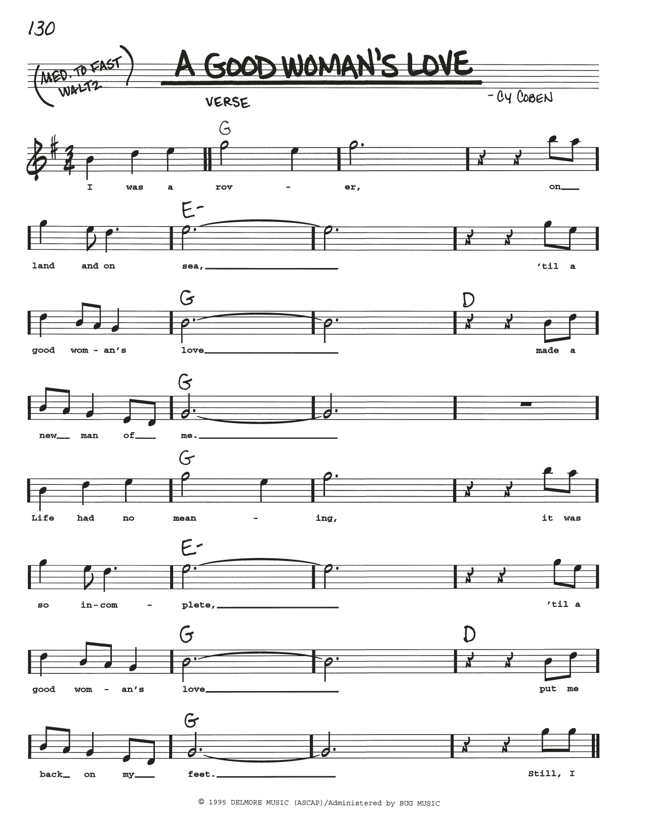 Cy Coben A Good Woman's Love Sheet Music Notes & Chords for Real Book – Melody, Lyrics & Chords - Download or Print PDF