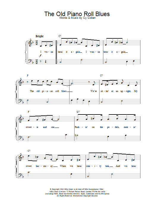 Cy Coben The Old Piano Roll Blues Sheet Music Notes & Chords for Piano - Download or Print PDF