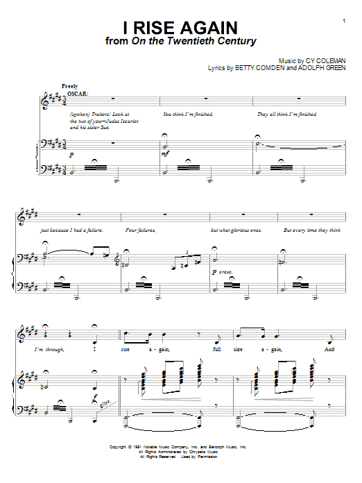 Cy Coleman I Rise Again Sheet Music Notes & Chords for Piano, Vocal & Guitar (Right-Hand Melody) - Download or Print PDF