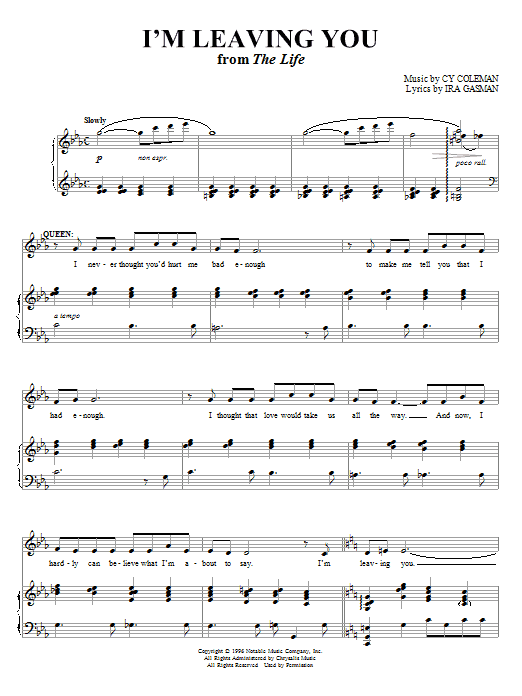 Cy Coleman I'm Leaving You Sheet Music Notes & Chords for Piano & Vocal - Download or Print PDF
