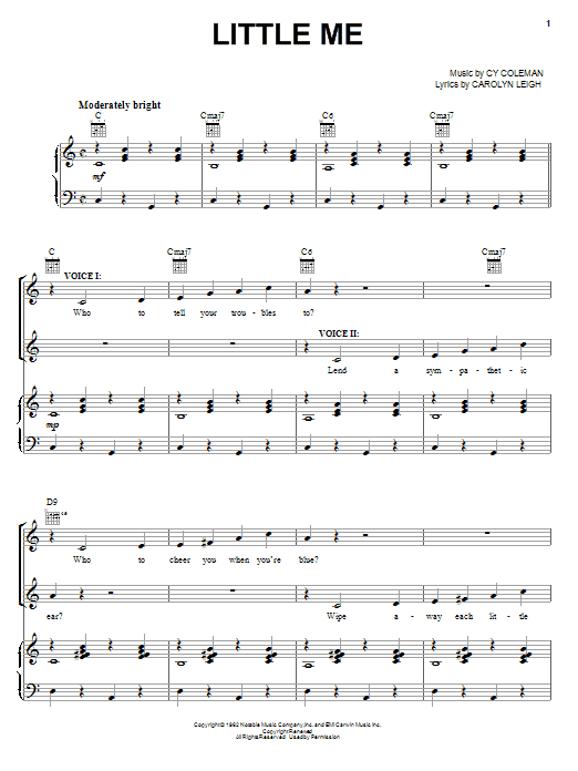 Cy Coleman Little Me Sheet Music Notes & Chords for Piano, Vocal & Guitar (Right-Hand Melody) - Download or Print PDF