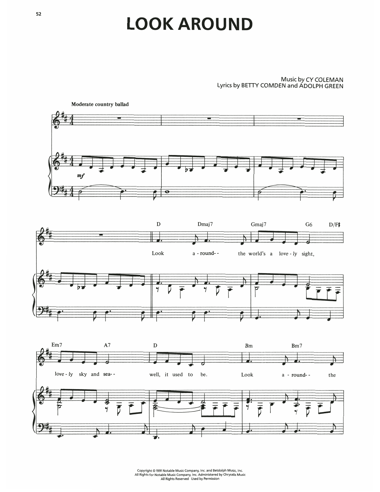 Cy Coleman Look Around (from The Will Rogers Follies) Sheet Music Notes & Chords for Piano & Vocal - Download or Print PDF