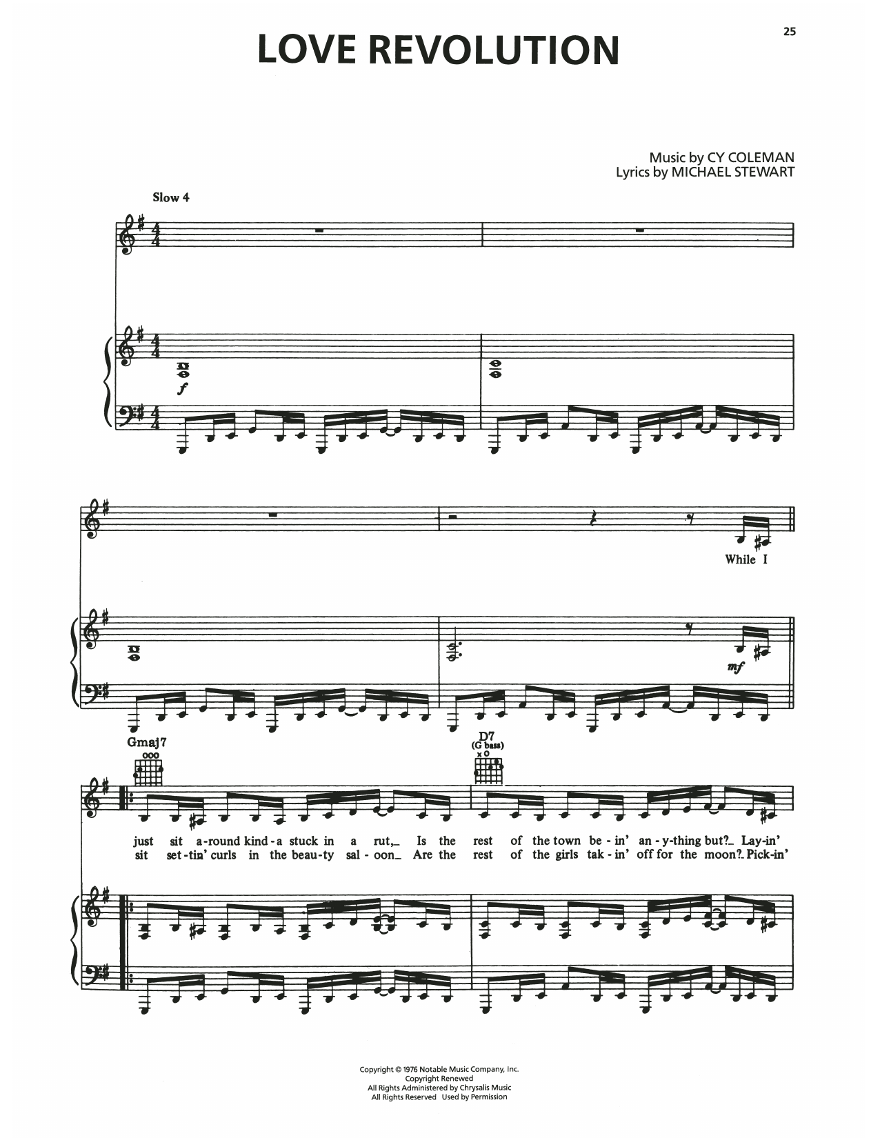 Cy Coleman Love Revolution (from I Love My Wife) Sheet Music Notes & Chords for Piano, Vocal & Guitar Chords (Right-Hand Melody) - Download or Print PDF