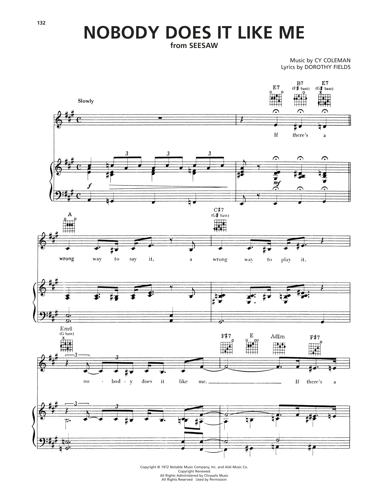 Cy Coleman Nobody Does It Like Me (from Seesaw) Sheet Music Notes & Chords for Piano, Vocal & Guitar Chords (Right-Hand Melody) - Download or Print PDF