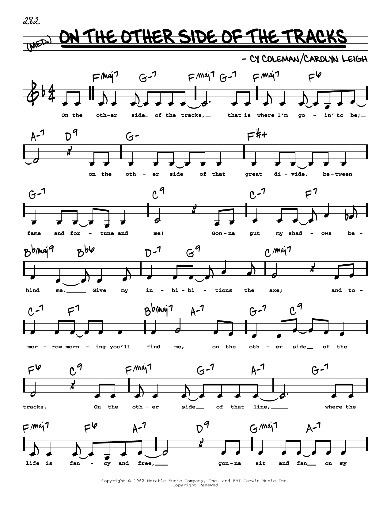 Cy Coleman On The Other Side Of The Tracks (Low Voice) Sheet Music Notes & Chords for Real Book – Melody, Lyrics & Chords - Download or Print PDF Cy Coleman On The Other Side Of The Tracks (Low Voice) Sheet Music Notes & Chords for Real Book – Melody, Lyrics & Chords - Download or Print PDF