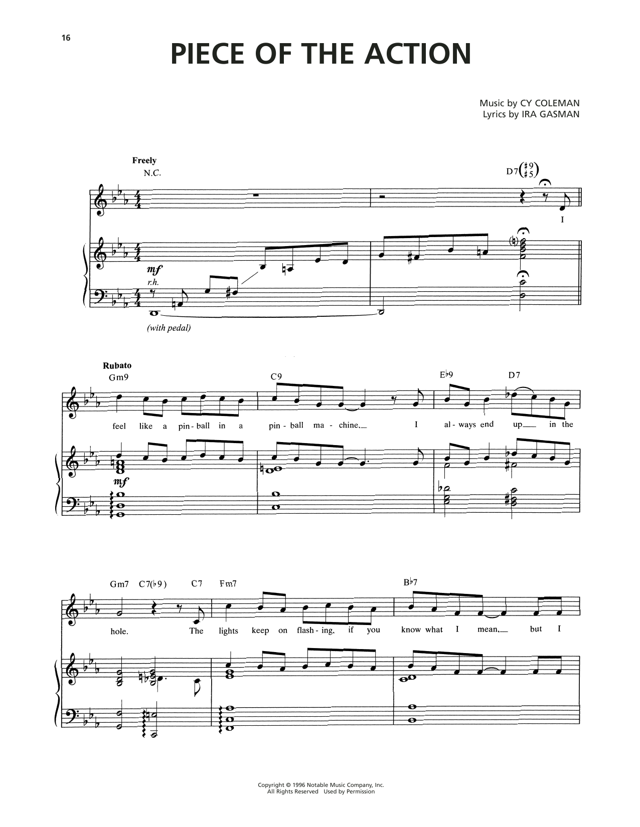 Cy Coleman Piece Of The Action (from The Life) Sheet Music Notes & Chords for Piano & Vocal - Download or Print PDF