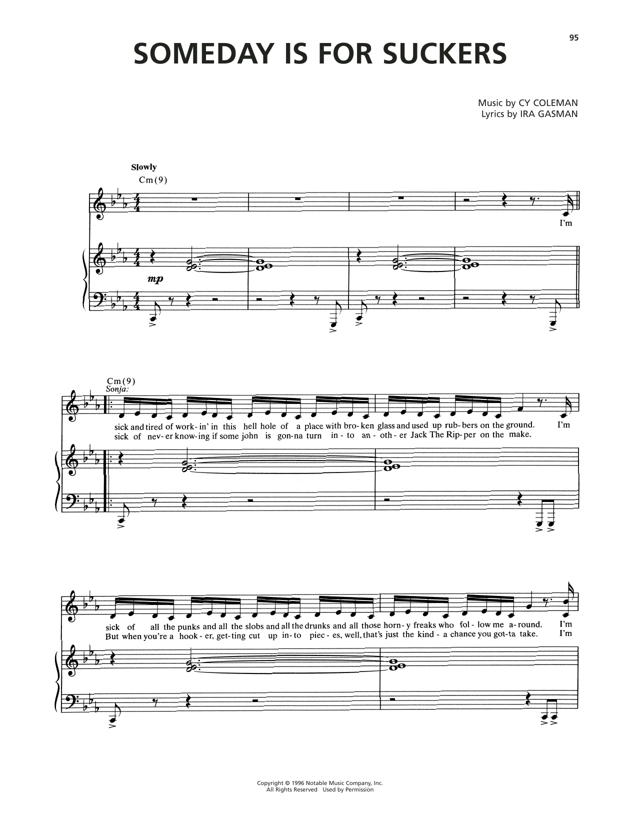 Cy Coleman Someday Is For Suckers (from The Life) Sheet Music Notes & Chords for Piano & Vocal - Download or Print PDF