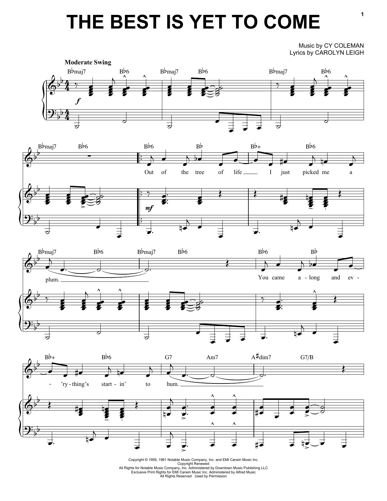 Cy Coleman The Best Is Yet To Come [Jazz version] (arr. Brent Edstrom) Sheet Music Notes & Chords for Piano & Vocal - Download or Print PDF