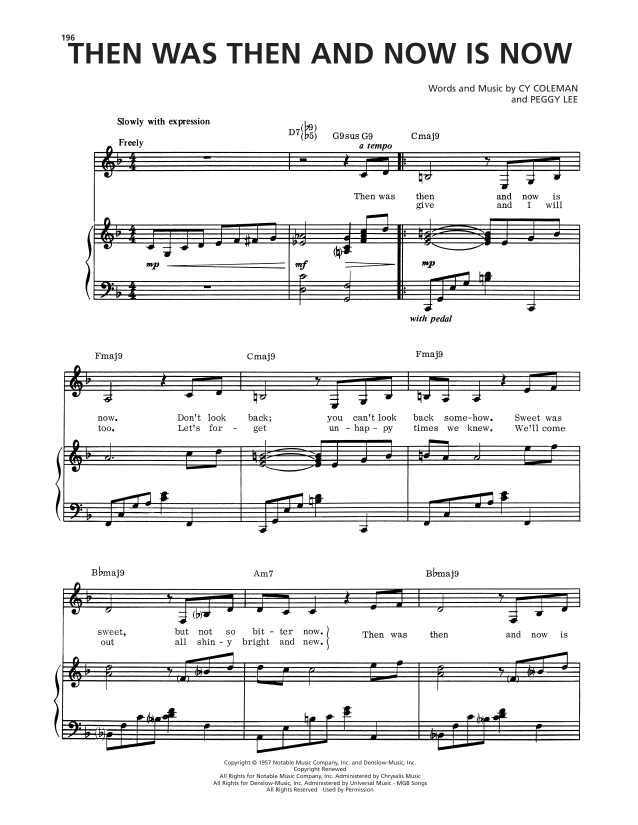 Cy Coleman Then Was Then And Now Is Now (from Seesaw) Sheet Music Notes & Chords for Piano, Vocal & Guitar Chords (Right-Hand Melody) - Download or Print PDF