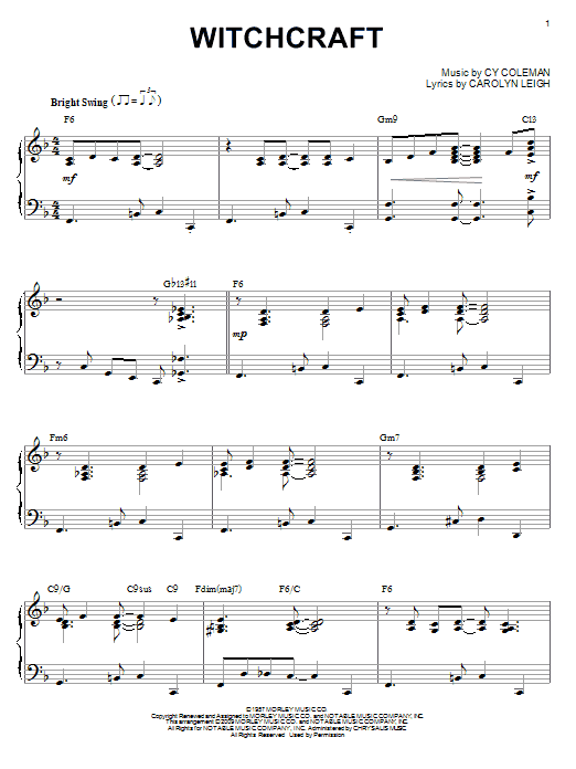 Cy Coleman Witchcraft (arr. Brent Edstrom) Sheet Music Notes & Chords for Piano - Download or Print PDF