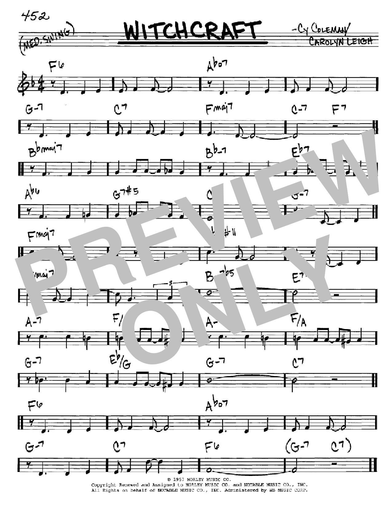 Cy Coleman Witchcraft Sheet Music Notes & Chords for Real Book – Melody & Chords - Download or Print PDF