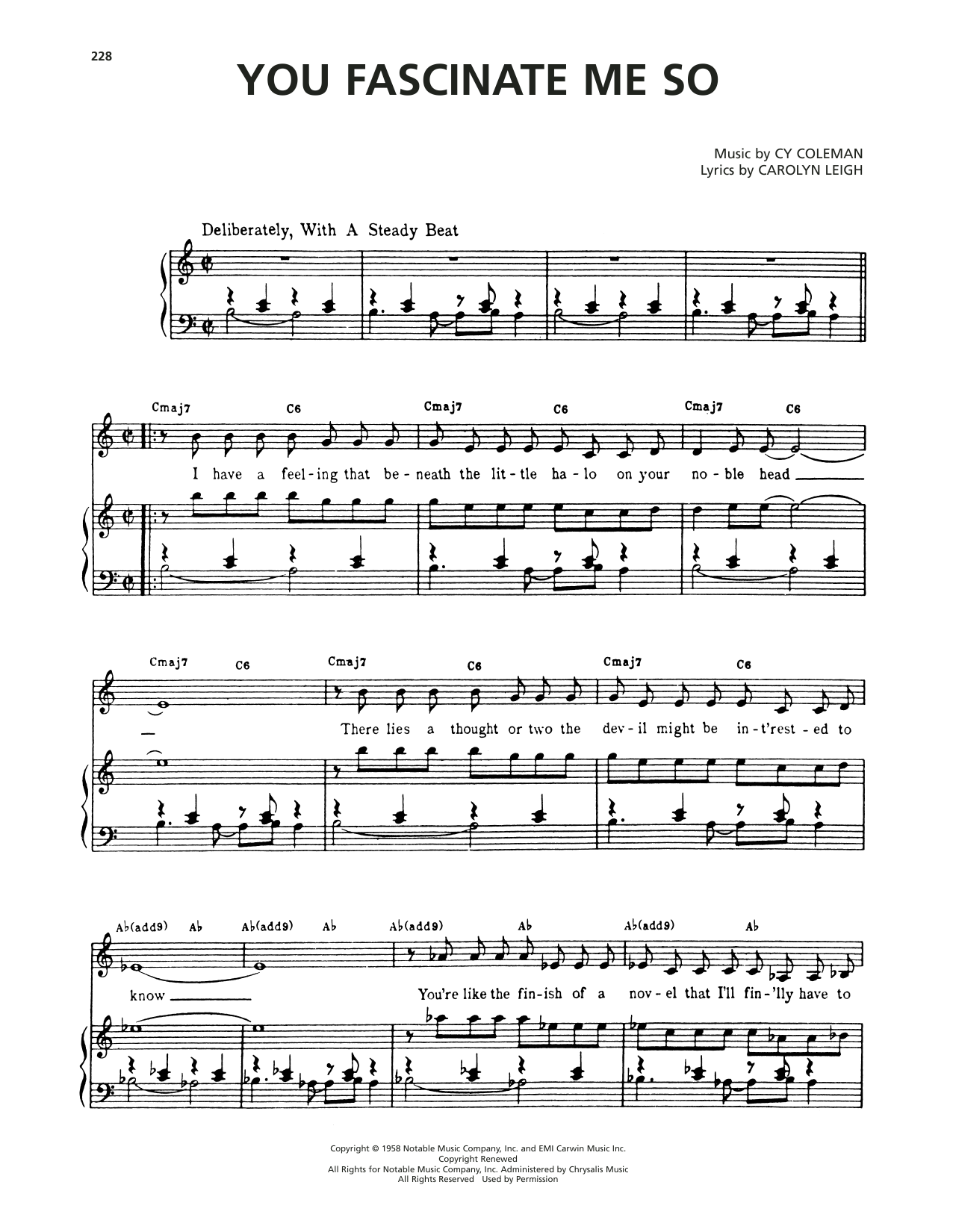 Cy Coleman You Fascinate Me So (from Wildcat) Sheet Music Notes & Chords for Piano, Vocal & Guitar Chords (Right-Hand Melody) - Download or Print PDF