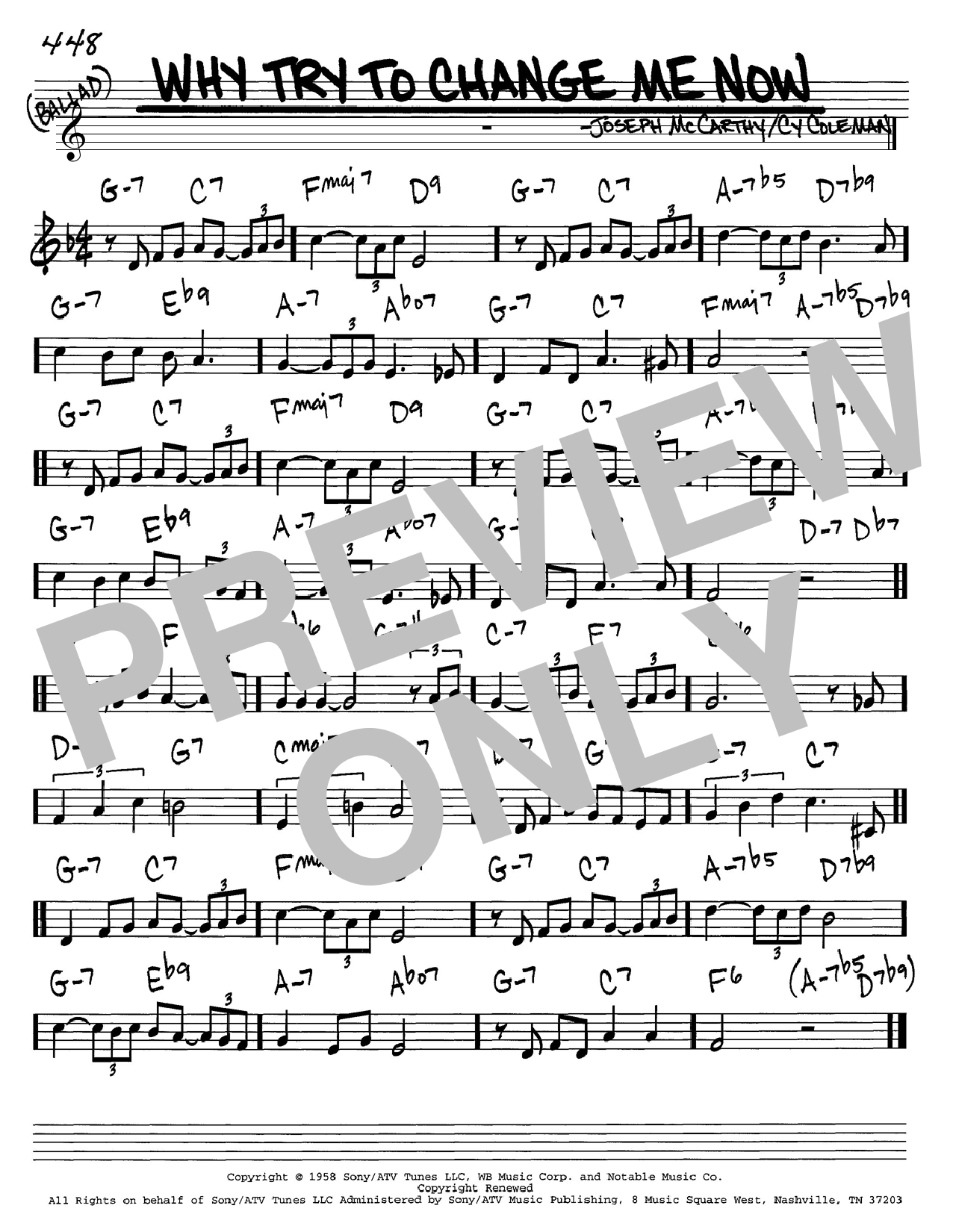 Why Try To Change Me Now sheet music