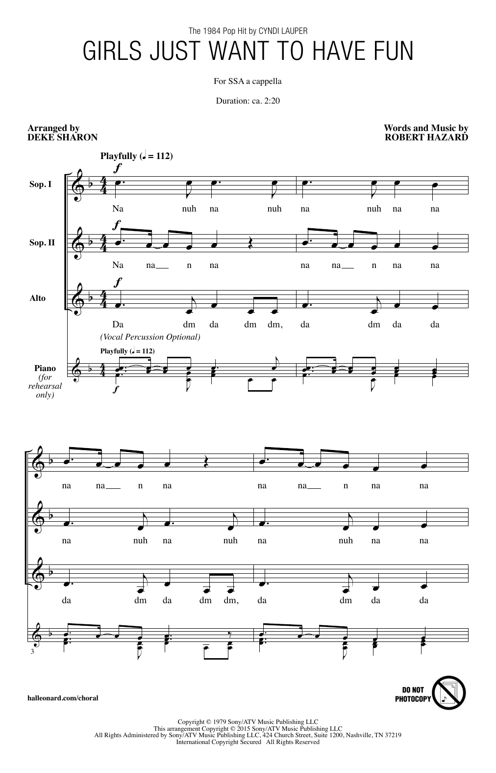 Cyndi Lauper Girls Just Want to Have Fun (arr. Deke Sharon) Sheet Music Notes & Chords for Choral - Download or Print PDF