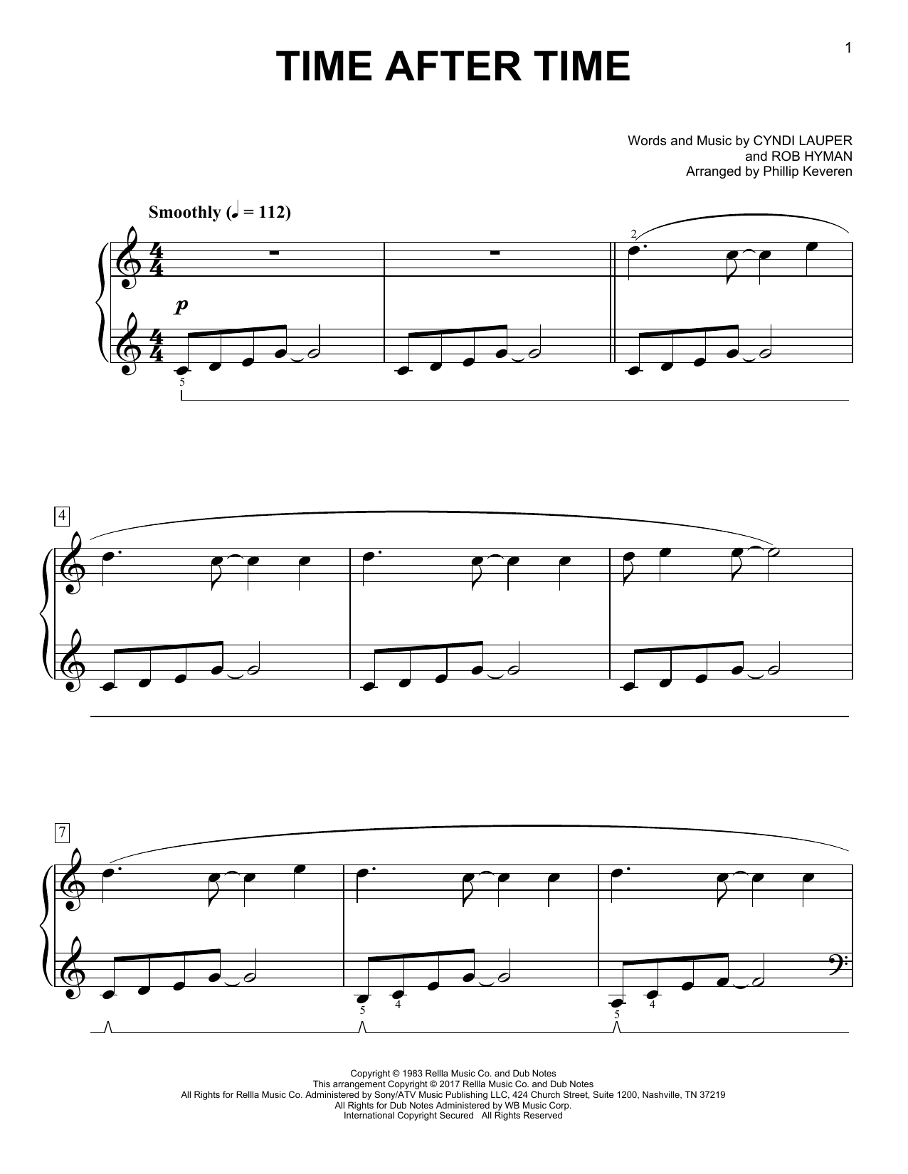 Cyndi Lauper Time After Time [Classical version] (arr. Phillip Keveren) Sheet Music Notes & Chords for Easy Piano - Download or Print PDF