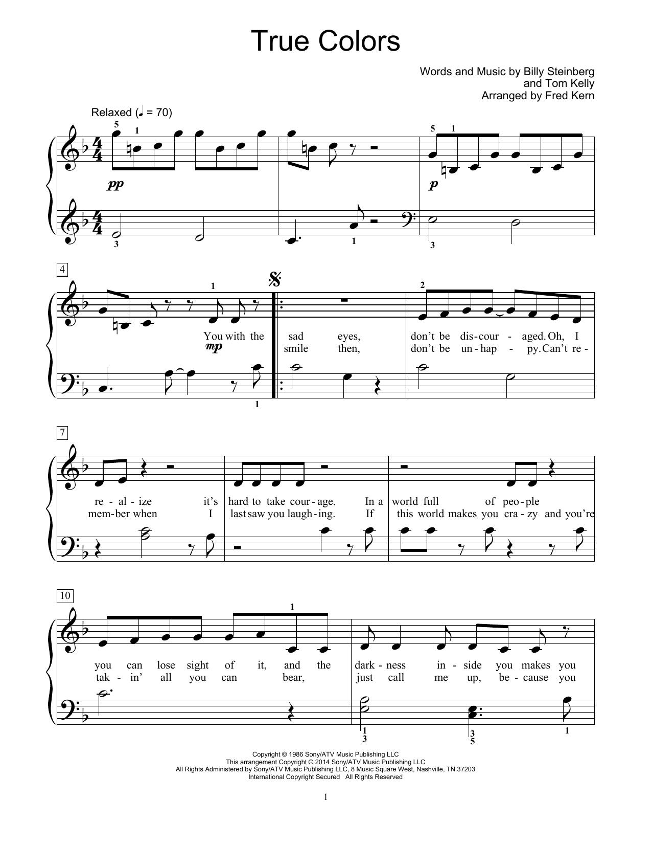 Fred Kern True Colors Sheet Music Notes & Chords for Educational Piano - Download or Print PDF