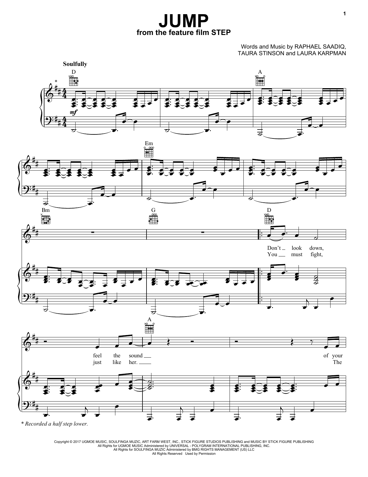 Cynthia Erivo Jump Sheet Music Notes & Chords for Piano, Vocal & Guitar (Right-Hand Melody) - Download or Print PDF
