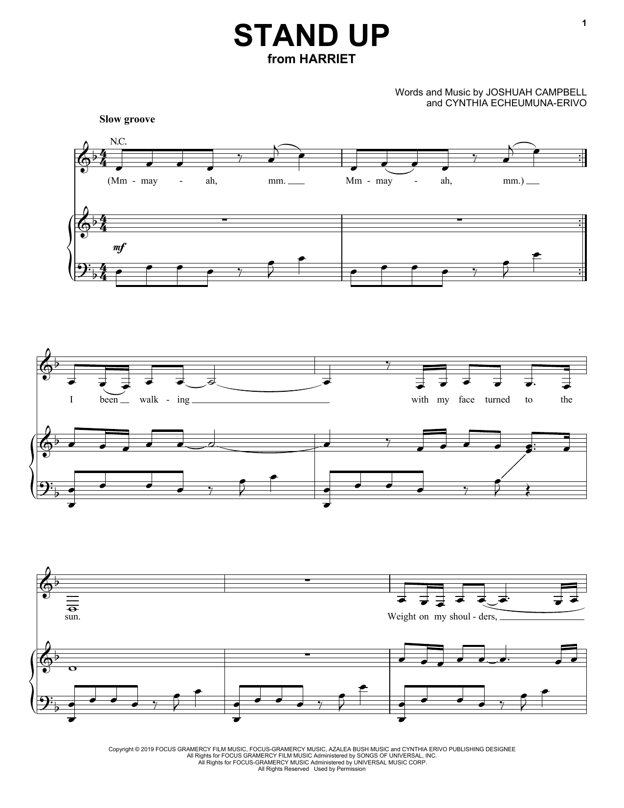 Cynthia Erivo Stand Up (from Harriet) Sheet Music Notes & Chords for Easy Piano - Download or Print PDF