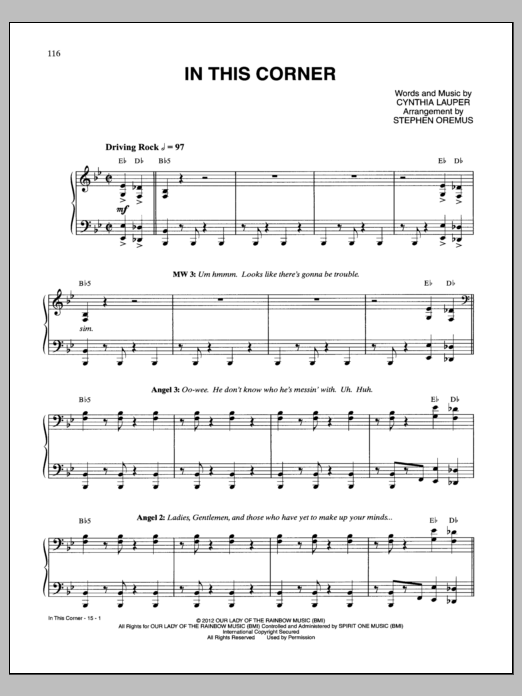 Cynthia Lauper In This Corner Sheet Music Notes & Chords for Piano & Vocal - Download or Print PDF