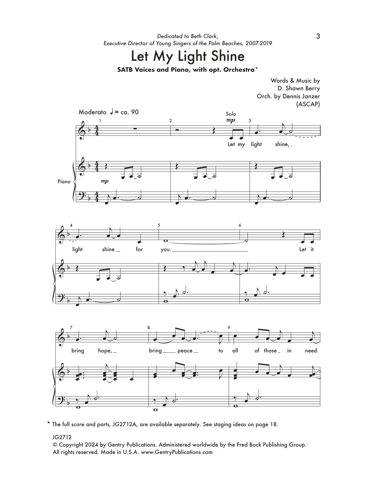 D. Shawn Berry Let My Light Shine Sheet Music Notes & Chords for SATB Choir - Download or Print PDF