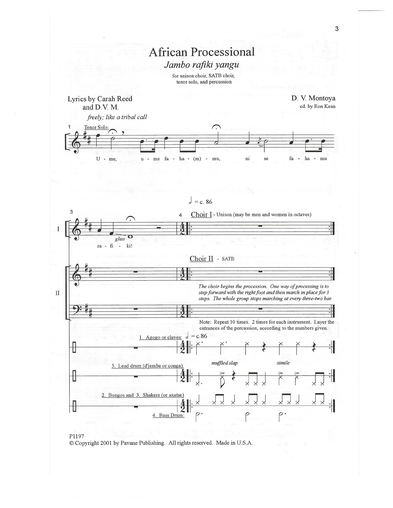 D. V. Montoya African Processional Sheet Music Notes & Chords for SATB Choir - Download or Print PDF