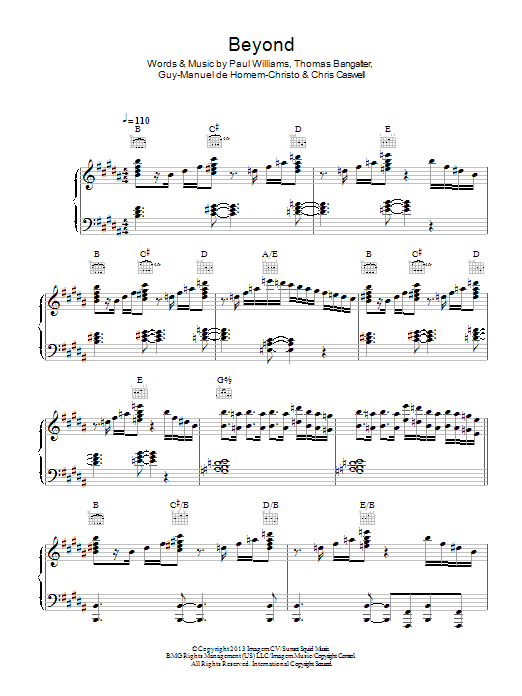 Daft Punk Beyond Sheet Music Notes & Chords for Piano, Vocal & Guitar (Right-Hand Melody) - Download or Print PDF