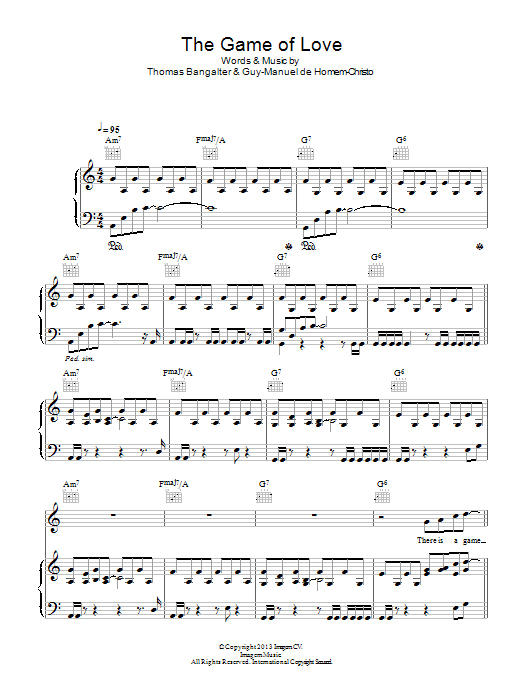 Daft Punk The Game Of Love Sheet Music Notes & Chords for Piano, Vocal & Guitar (Right-Hand Melody) - Download or Print PDF