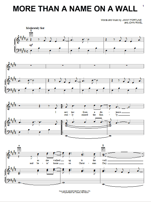 Dailey & Vincent More Than A Name On A Wall Sheet Music Notes & Chords for Piano, Vocal & Guitar (Right-Hand Melody) - Download or Print PDF