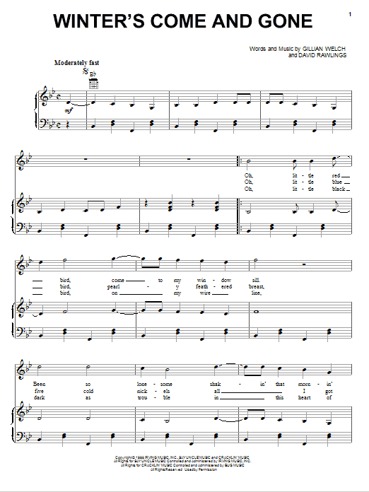 Dailey & Vincent Winter's Come And Gone Sheet Music Notes & Chords for Piano, Vocal & Guitar (Right-Hand Melody) - Download or Print PDF