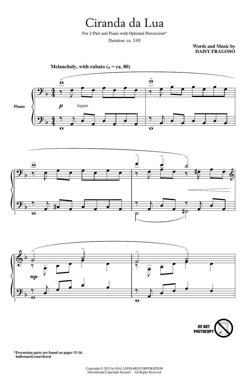 Daisy Fragoso Ciranda Da Lua Sheet Music Notes & Chords for 2-Part Choir - Download or Print PDF