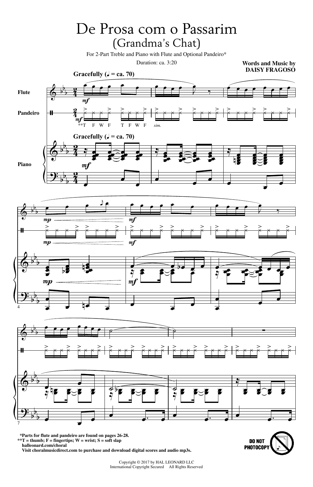 Daisy Fragoso De Prosa Com O Passarim Sheet Music Notes & Chords for 2-Part Choir - Download or Print PDF