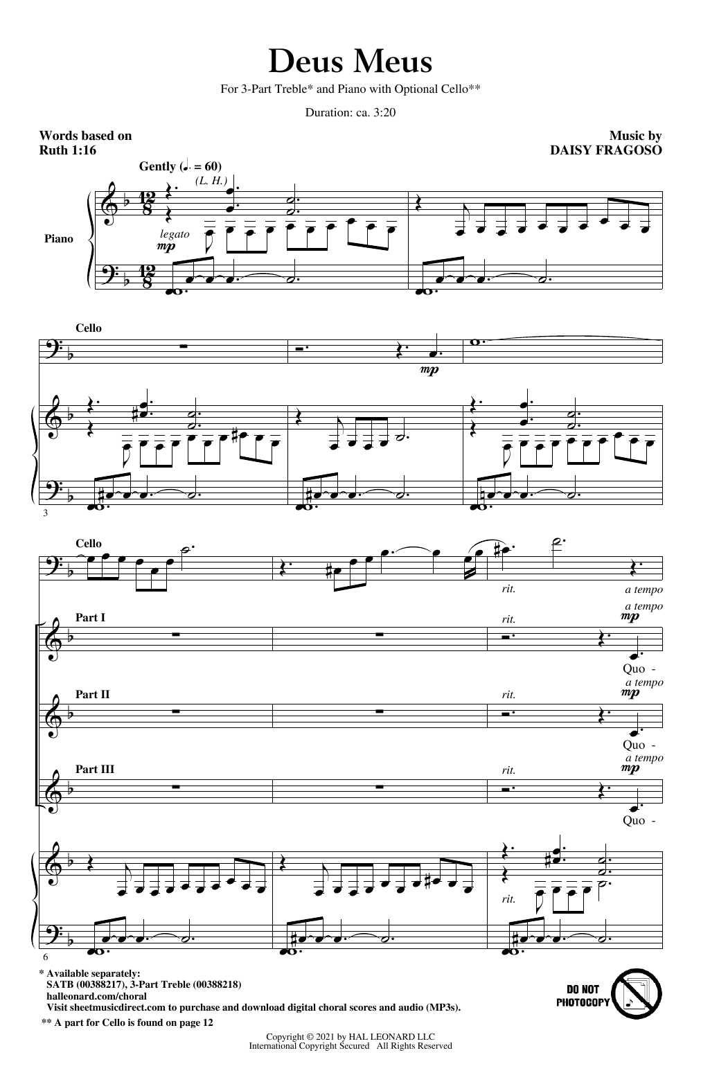 Daisy Fragoso Deus Meus Sheet Music Notes & Chords for 3-Part Treble Choir - Download or Print PDF