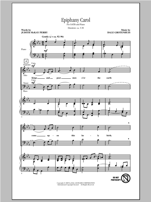 Dale Grotenhuis Epiphany Carol Sheet Music Notes & Chords for SATB - Download or Print PDF